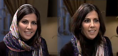 Ana Pastor, muy sonriente, en distintos momentos de la entrevista