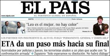 La portada de El Pas, como Rubalcaba