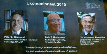 Retrato de los tres expertos premiados con el Nobel de Economa | EFE