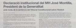 Parte del discurso de Montilla insertado en La Vanguardia