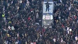Los manifestantes | Imagen Tv BBC