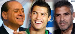 Berlusconi, Cristiano Ronaldo y George Clooney. 