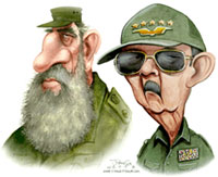 Caricaturas de Fidel y Raúl Castro, por John Cox